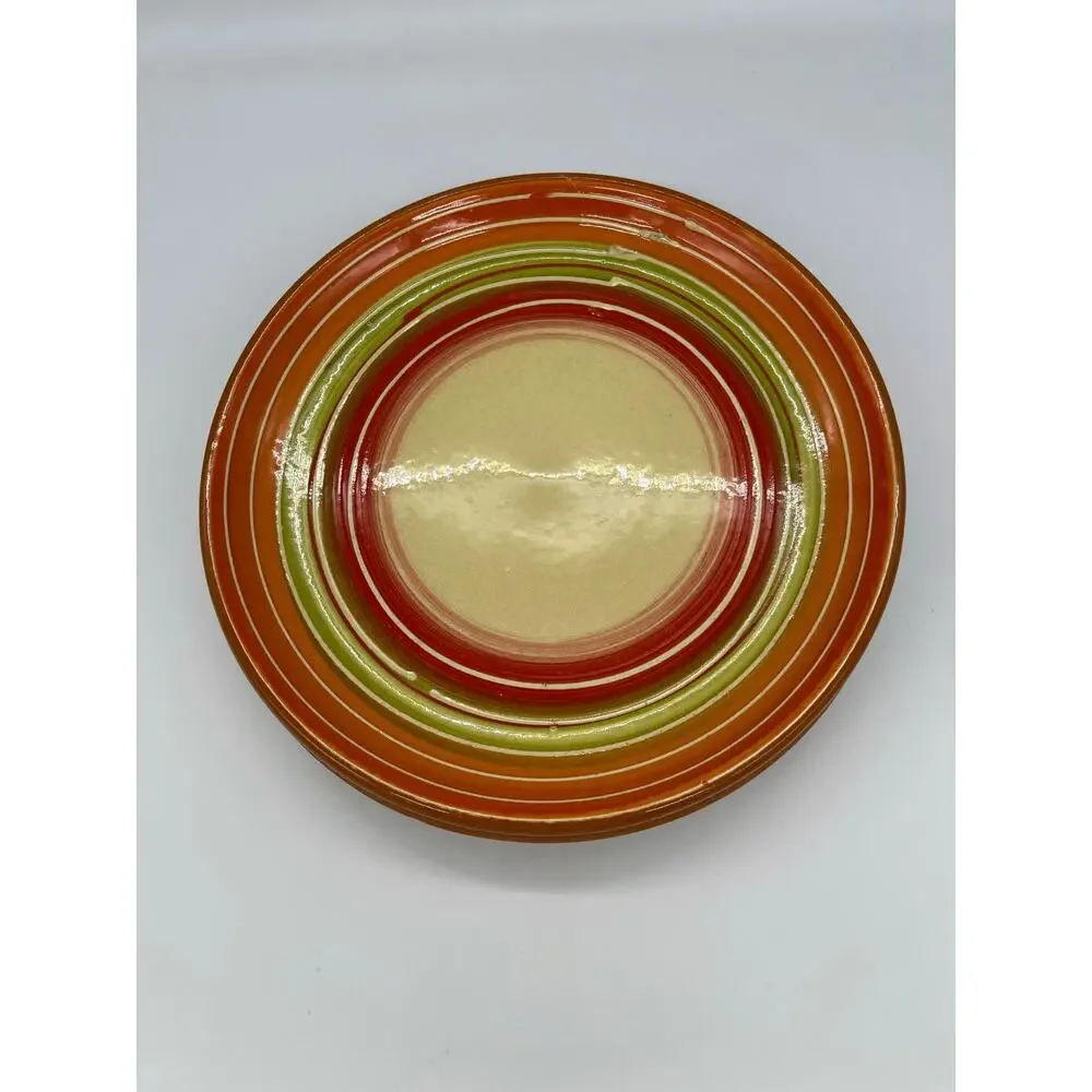 Pier 1 Via Hand Painted Set of 2 Terracotta Dinner Plates Portugal